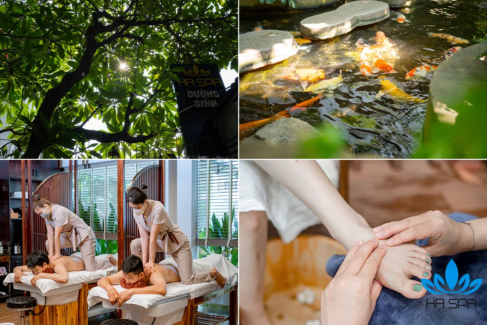 Khách hàng thư giãn với liệu trình massage trị liệu tại Hà Spa Massage Gia Lâm